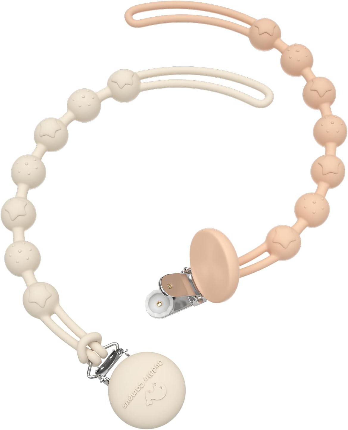 Cuddle Campus Silicone Pacifier Clip Holder with One Piece Design, Pack of 2 Soft Flexible Binky Clips with Texture for Baby Boy and Girl(6m+)