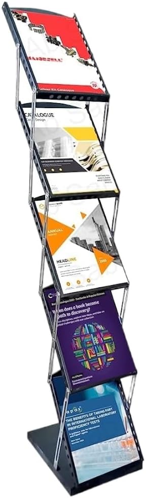 Mahakal A4 Metal Zigzag Folding Brochure Stand | 6-Tier Portable Literature Display Rack | Freestanding Magazine, Catalogue & Leaflet Shelf for Exhibitions, Offices & Stores