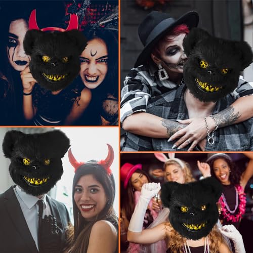 UNOLIGA Halloween Maske Horror Bärenmaske, Gruselige Halloween Maske für Erwachsene Kinder, Lustige Maske für Halloween Kostüm Karnevalsparty Cosplay Maskerade, Blutige Bären Maske