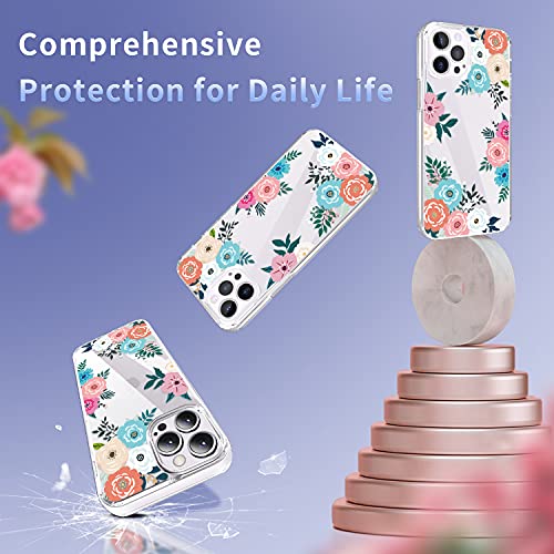 Yayoii Case For Iphone 13 Pro Max With Screen Protector, Clear Floral Patten Design For Women Girls Soft Flexible Tpu Shockproof Protective Flower Cover Slim Fit Thin 6.7-Inch 2021-Eternal Summer #TOP3