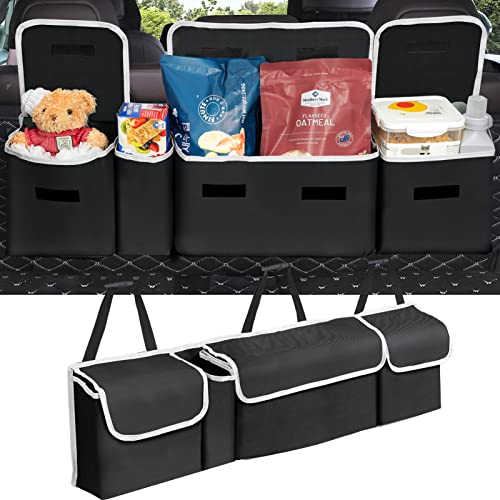 Image of Yecaye Car Organizer, Trunk Large Capacity Organizer Storage, Sturdy Space Saver Hanging Accessories Interior, Fit Most Truck Free Up Floor Area, Black