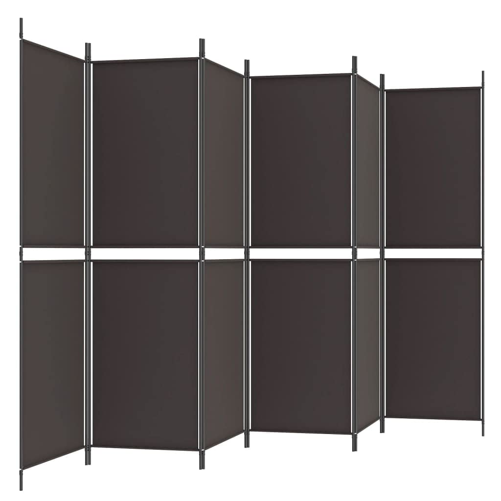 6-częściowy parawan, parawan, brązowy, z materiału, 300 x 180 cm, składany i wolnostojący, do sypialni, salonu, biura, domowego biura, ochrona przed wzrokiem i stylowa przegroda z