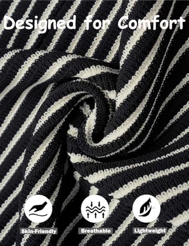 Image of COOFANDY Mens Knit Button Down Shirts Short Sleeve Polo Shirt Vintage Striped Casual Shirts