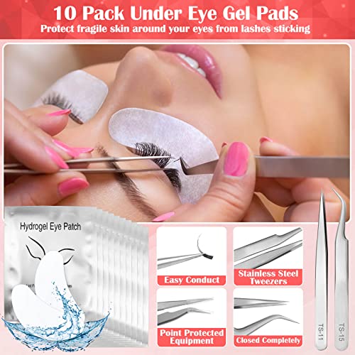 230Pcs Eyelash Extension Supplies Kit With Fairy Lash Clusters 0.07D Curl Mix 8-15Mm, Usb Air Conditioning Blower, Lash Tweezers, Eye Gel Pads, Mascara Brushes, Micro Applicators Brushes For Beginners #TOP3