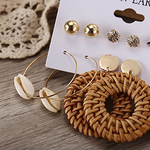 Image of Shining Diva Fashion Stylish Combo Design 6 Pairs Metal Earrings for Women and Girls (F12787er)