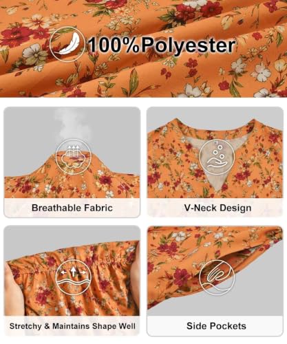 Image of TIYOMI Womens Plus Size Dresses Fall Long Sleeve Maxi Dresses V Neck Floral Spring Party Dress with Pockets XL-5XL (14W-28W)