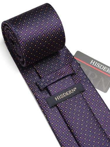 Image of HISDERN Polka Dot Ties for Men Classic Silk Ties and Pocket Square Formal Business Necktie Handkerchief Wedding Party