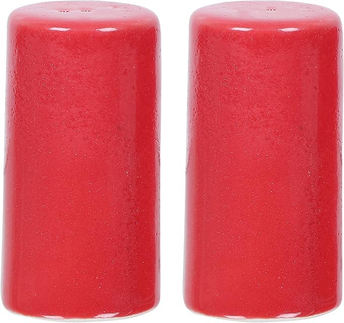Image of QIMACPLUS Handcrafted Ceramic Salt and Pepper Shaker Set | Perfect Pour Holes for Kitchen, Dining Table, Picnic, Office, Restaurant, and Hotel | Set of 2 (Red)