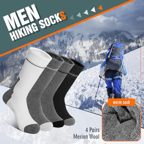 4 Paris Wool Warm Merino Socks for Men,wool Hiking Crew Socks, Winter Warm Socks2