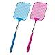 ECENCE Fliegenklatsche 2er Set - ausziehbare Fliegenklatsche stabil, Teleskop ausziehbar 26cm - 72cm lang - blau und pink