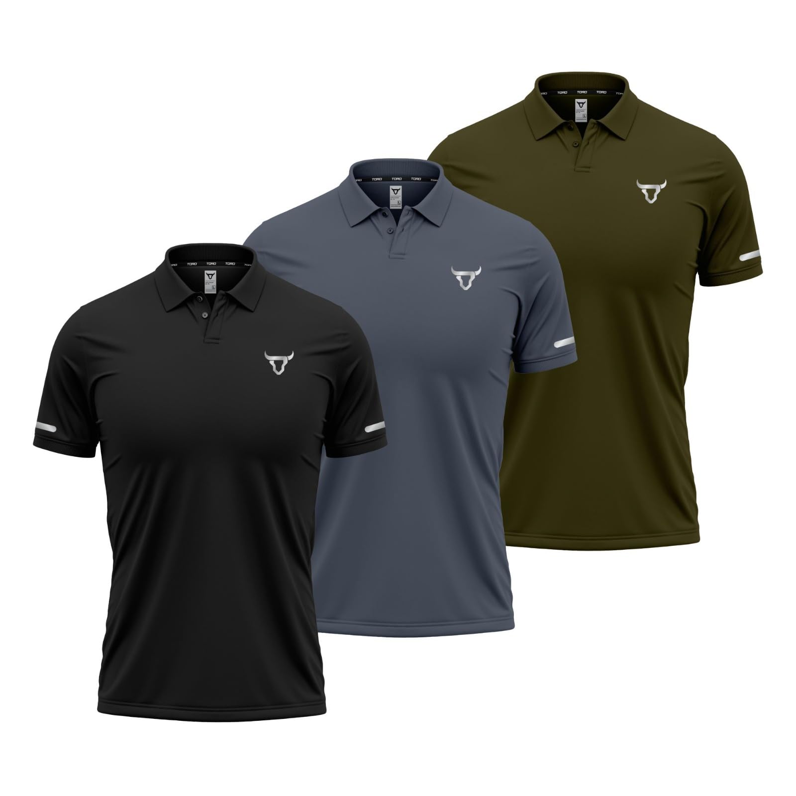Herren-Poloshirt, atmungsaktiv und leicht, schnell trocknend, 3 Knöpfe, gerippter Kragen, bequem, kurzärmelig, 3 Stück