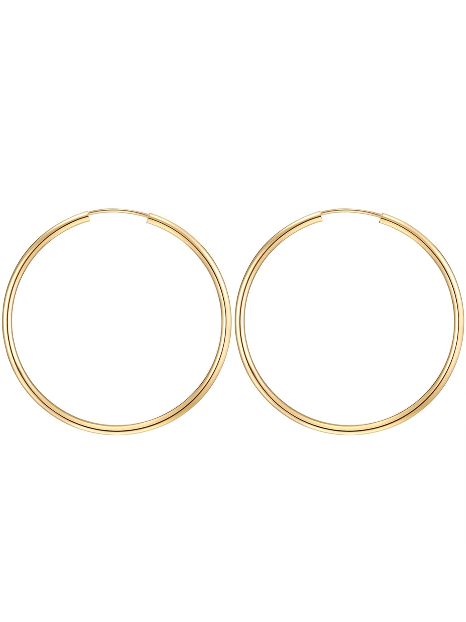 Damen Creolen aus 925/- Sterling Silber gelbvergoldet | Goldene Creolen,groß,Ohrringhöhe 4 cm,klassiche,Basic,Silbercreole,Gold
