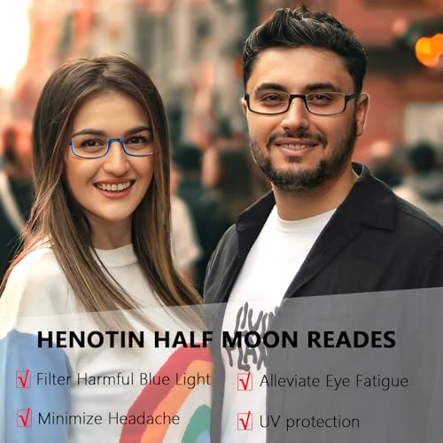 Image of Henotin 4 Pair Reading Glasses for Women Men Readers Half Moon Frame Blue Light Blocking Spring Hinge Eyeglasses(C-mix, 1.25, diopters)