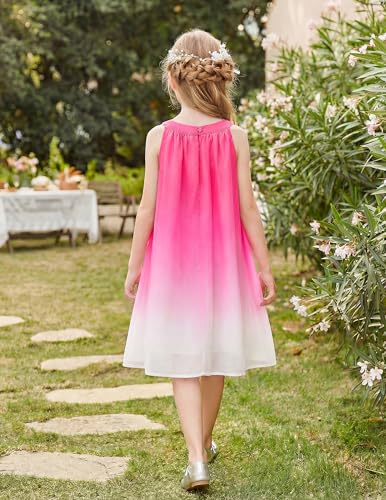 NIUSC Sundress for Girls Summer Chiffon Halter Dress Kids Ombre Sleeveless Casual Beach Boho Tiered Party Holiday Birthday Wedding Outfit, Pink, 4-5 Year — view 5