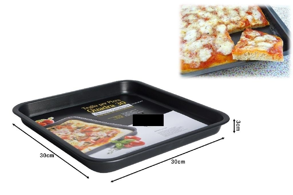 3 Tris teglia da forno pizza quadra quadrata cm 30x30h3