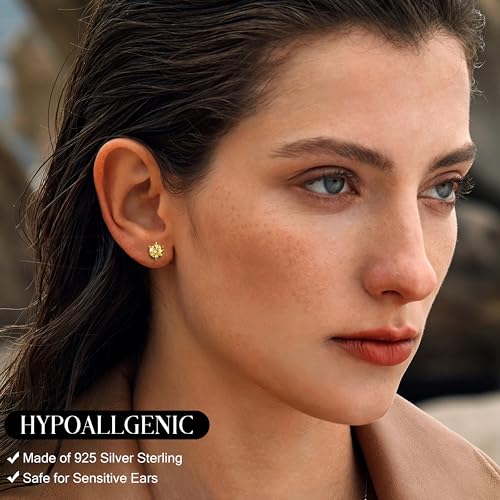 Moissanite Earrings Studs : 18K White Yellow Gold Plated 925 Sterling Silver Earrings Hypoallergenic Dragon Claw Stud for Women Men Yellow D Color VVS1 Clarity 2CT3