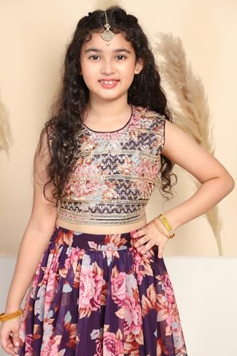 Image of Fashion Dream Girl's Organza Readymade Tabby Lehenga Choli |Lehenga |Traditional Lehenga Choli