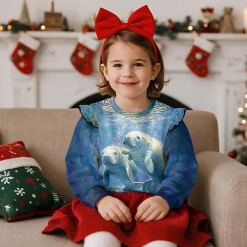 Xpyiqun Sweatshirt for Girls 1-8 Ruffle Shoulder Crewneck Pullover Shirts Kids Long Sleeve Tops3