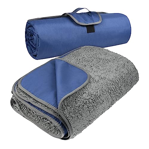 Image of Tirrinia Large Waterproof Outdoor Blanket, Soft Warm Windproof Stadium Blanket with Sherpa Fleece and Foldable for Outdoor Sport, Baseball, Football, Beach, Concerts, Car