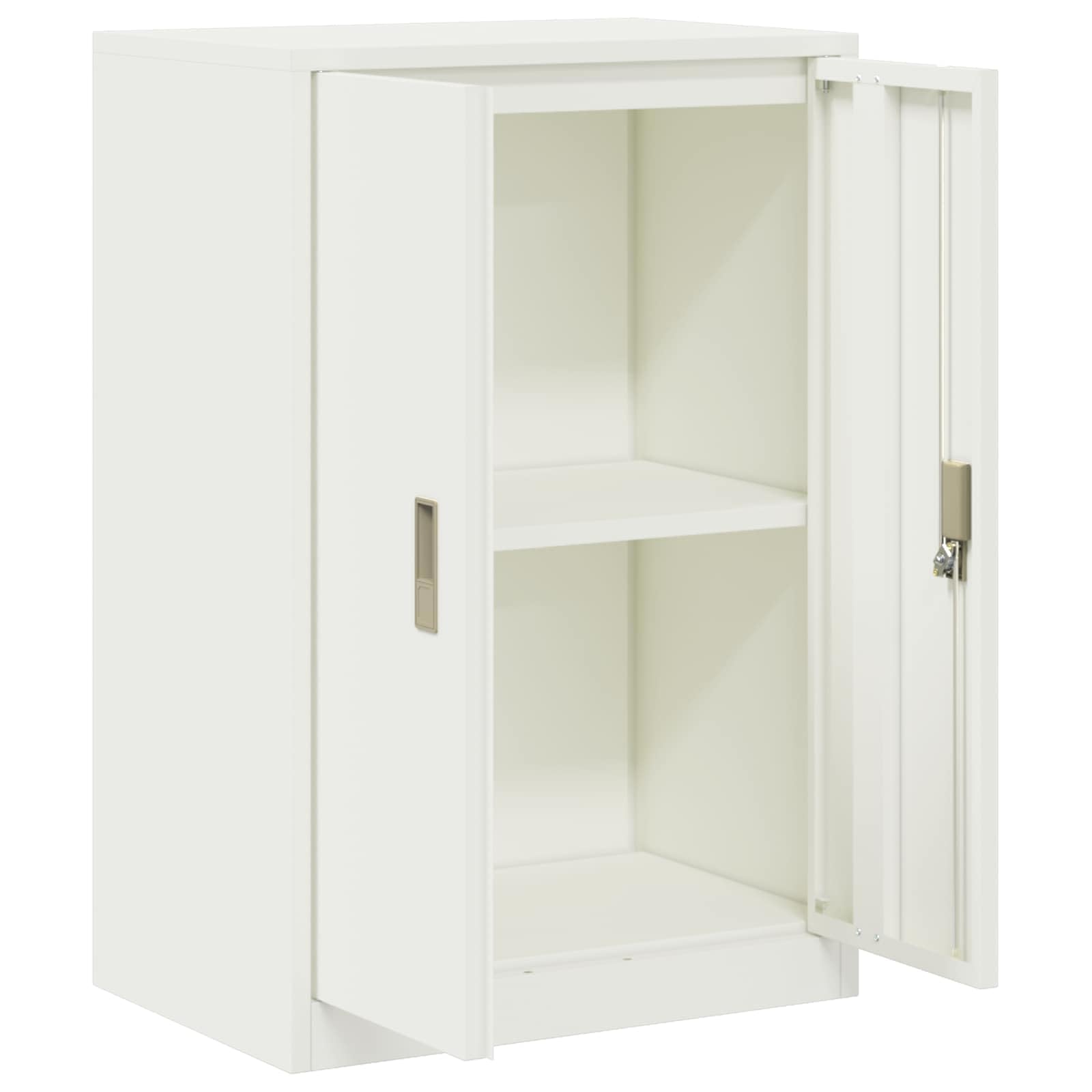 Armario de almacenamiento de acero blanco de 60 x 40 x 90 cm con puertas con cerradura, ideal para oficinas, oficinas en casa y estudio, solución de almacenamiento resistente con mucho