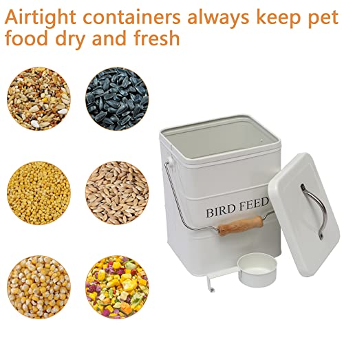 Geyecete Vorratsbehälter für Vogelfutter, Futtertonnen für Trockenfutter Mit Griff, luftdichter Behälter für Tierfutter-2.5kg Kapazität-Weiß