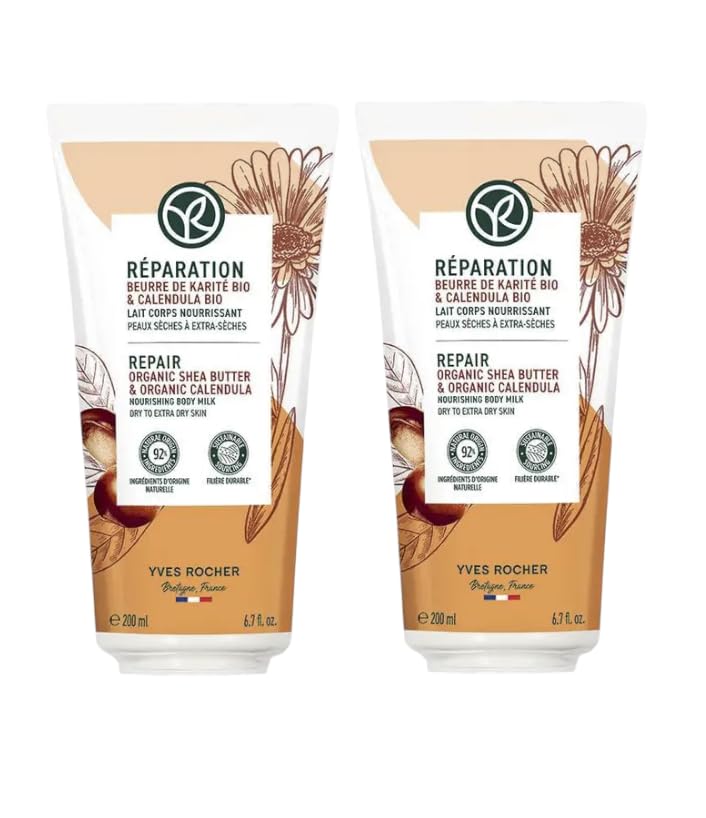 Yves Rocher Nourishing Body Lotion Repair Organic Shea Butter & Calendula Restorative Body Milk Set of 2 All skin types 200 ml. / 6.7 fl.oz. image 5