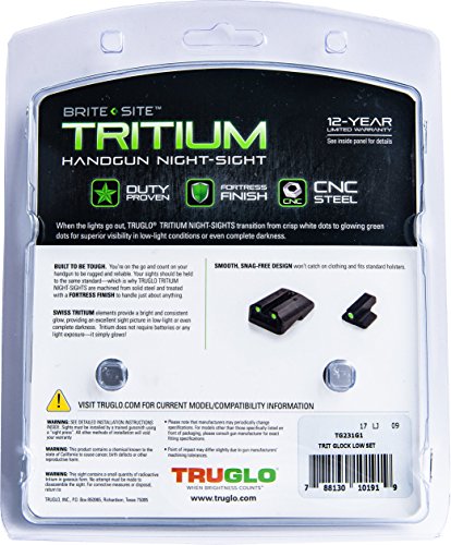 TRUGLO TG231G1 Brite Site Tritium Handgun Sight Set, Glock 17/ 17L, 19, 22, 23, 24, 26, 27, 33, 34, 35, 38 & 39