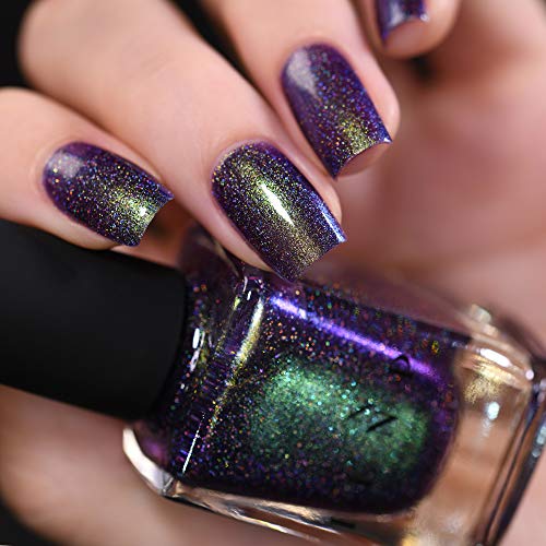 Image of ILNP Bundled Up - Green to Blue Holographic Duochrome Nail Polish, Chip Resistant, 7-Free, Non-Toxic, Vegan, Cruelty Free, 12ml