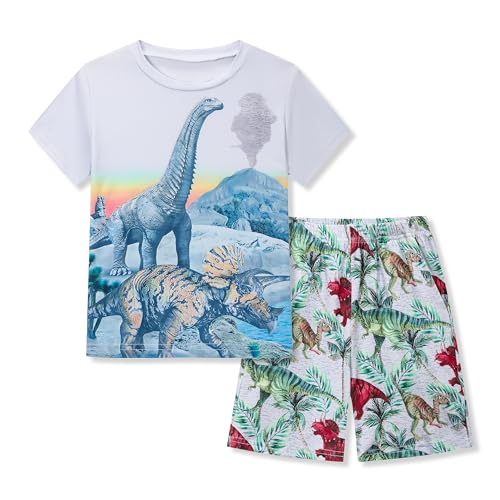 Image of Ayzozuy Boy Clothes Colorblock Top + Drawstring Waist Shorts 2 Pieces Kid Summer Outfits Set