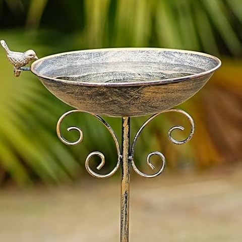 HOUYANG 36" H Bird Bath for Outside,Metal Bird Bath,Bird Feeder with Metal Stake Garden Decor Cover
