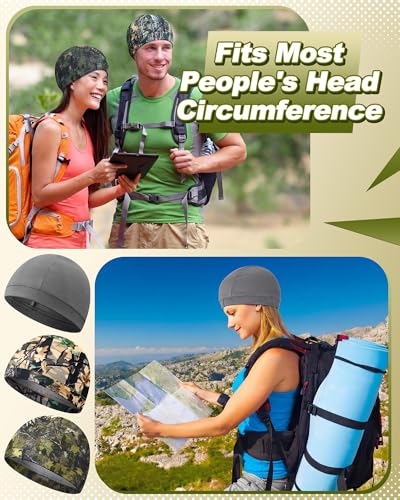 Image of 9 Pcs Cooling Skull Cap Camo Liner Sweat Wicking Lightweight Cycling Cap Running Hat for Men Women