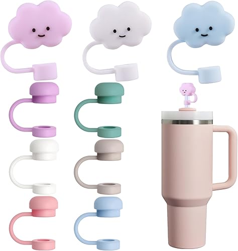 Miniatura 1 de GLAMFIELDS 9 tapas de popote para Stanley Cup 30 40 onzas, 0.4 pulgadas 0.394 in, cubiertas de popote de silicona suave reutilizables para vasos