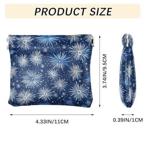 Coin Purse for Women Blue Fireworks Coin Pouch Change Holder PU Leather Mini Wallet Portable Coin Bag Money Pocket3