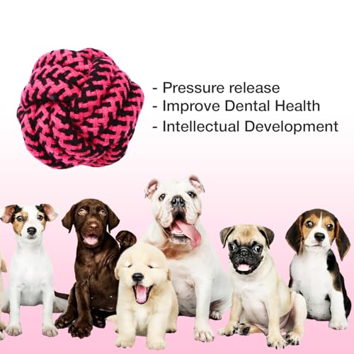 Image of Cotton Rope Balls for Dogs and Pets |Puppy Toys Small Rope Balls for Teething |Durable Chew Cotton Rope Balls |Pet Friendly Washable Dog Toy Rope Ball for Small and Medium Dogs (Red)