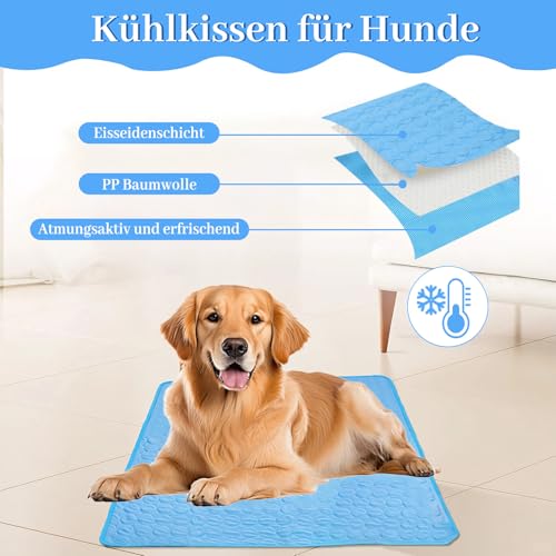 AZVFLY Kühldecke Hund Waschbar Kühldecke Katzen: Ungiftig Kühlkissen für Haustiere Faltbar Kühlmatte Hund Schlafplätze & Möbel für Hunde im Sommer (100 * 70CM-Blau)