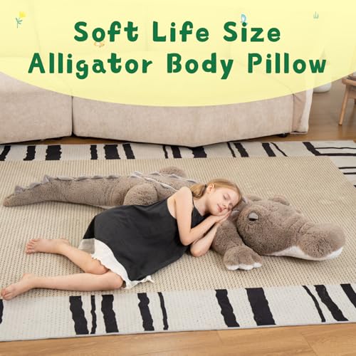 Image of MorisMos Giant Alligator Stuffed Animal, 67inch Soft Large Alligator Plush Toy, Big Stuffed Crocodile Gifts for Kids Boys Girls