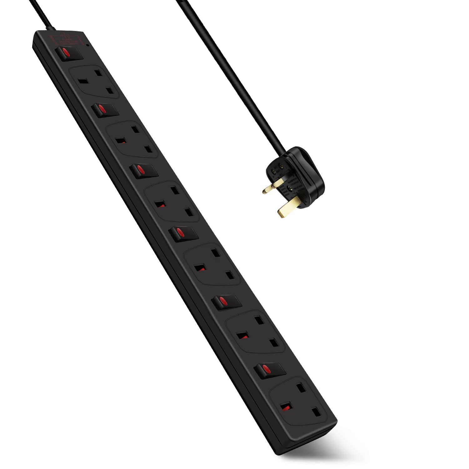 Buy EXTRASTAR 6 Way Extension Lead 2M Black, 13A Fused Extension Socket with Individual Switch