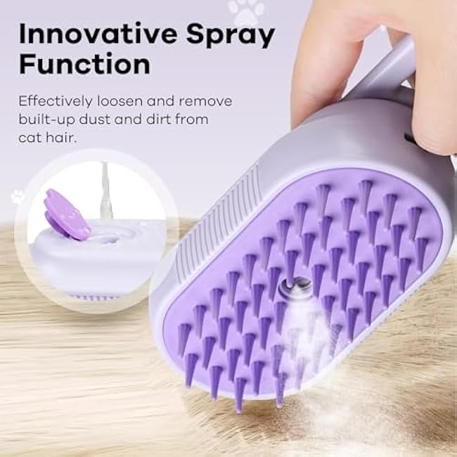 Cat Steam Brush for Shedding, 4 in 1 Rechargeable Steam Brush for Cats and Dogs, Anti-Static, Massage, Cleaning, Shedding & Combing All In One!-GWieUJrC