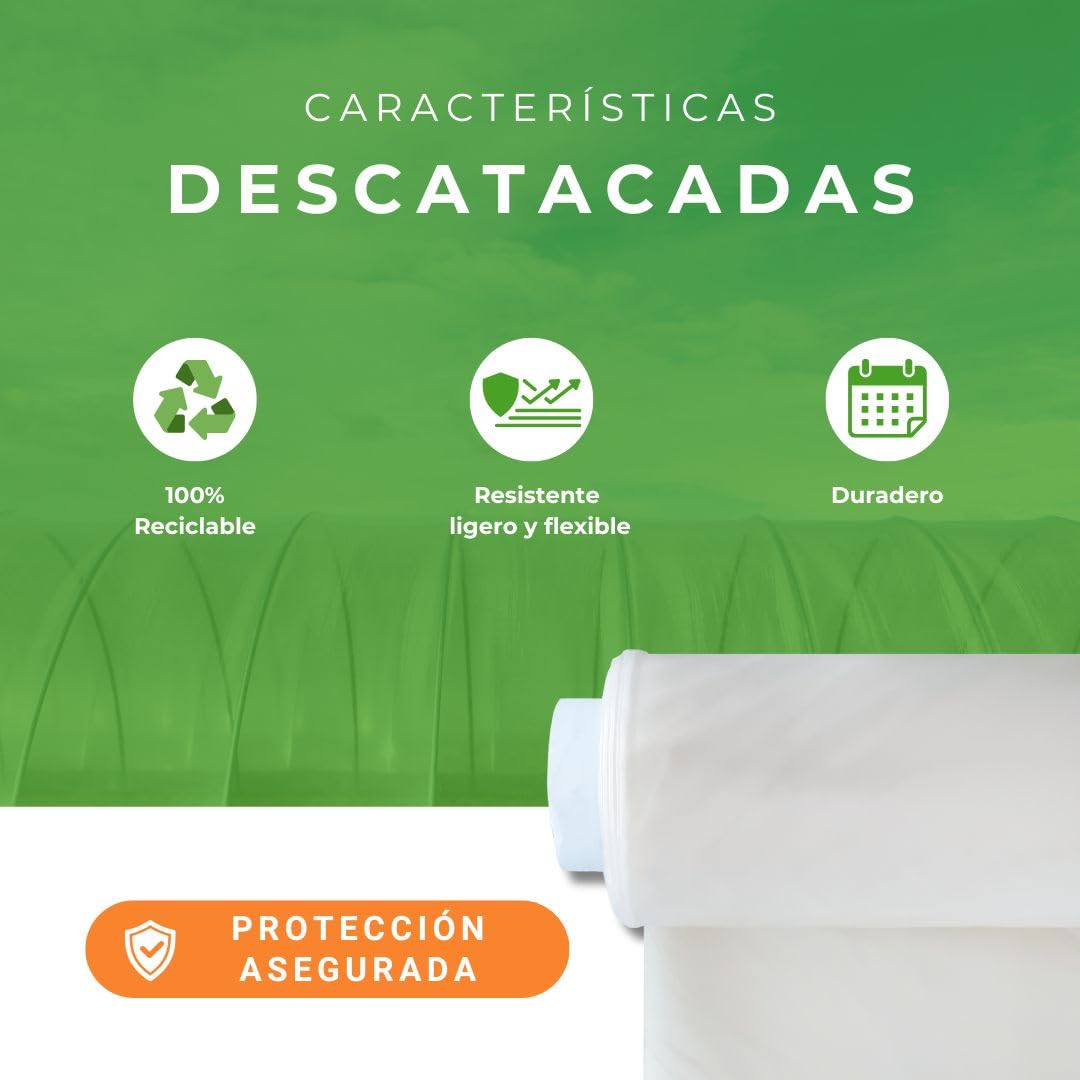 Plástico Invernadero traslúcido agrícola 800 galgas 200 micras. Plástico Especial Agricultura y protección huertos Plantas Exterior Ideal para invernaderos huertas y Jardines (6X15)