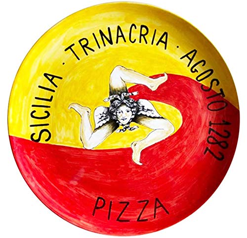 Plat à pizza en céramique artisanale de Sicile pour repas convivial - 3