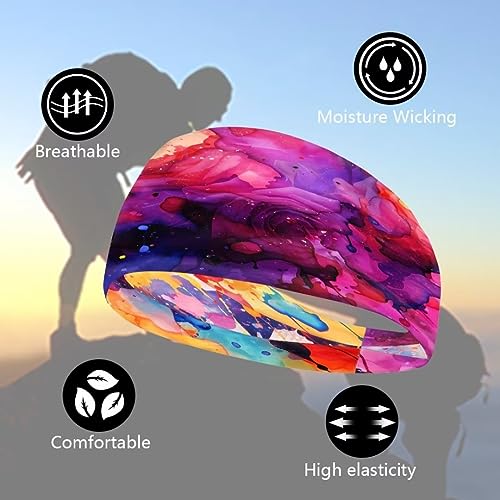 Qznuberone Utilitário Fitness Faixa de cabelo unissex colorida respingos de tinta borboleta faixa de