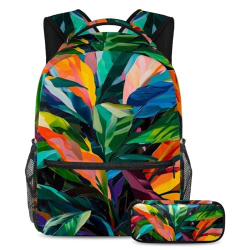 Sac à dos feuilles colorées d'art pour le collège et le lycée