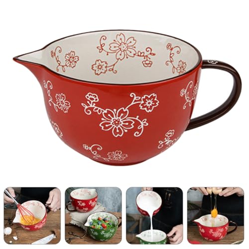 Tazón mezclador cerámico rojo para cocina miniatura 7