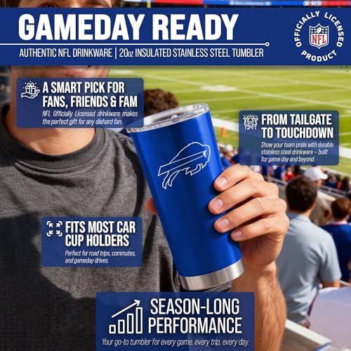 Image of Buffalo Bills NFL 20oz Stainless Steel Insulated Tumbler, Slider Lid