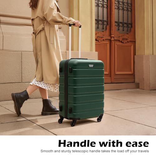 Image of Coolife 3 Piece Luggage Set Hardshell Suitcases with TSA Lock,Dark Green | 360 Spinner Wheels;YKK Zippers;Space-Saving Nested Design;Ergonomic Telescoping Handle