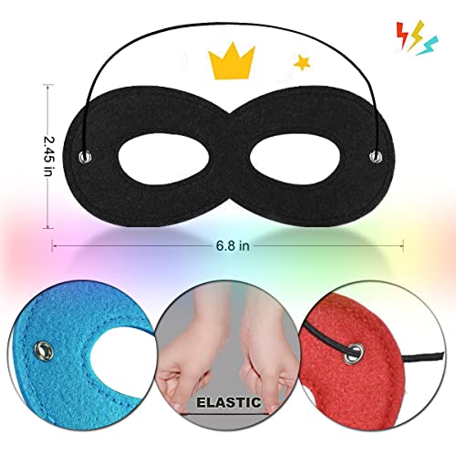 Superhero Felt Eye Masks Halloween Dress Up Masks Half Mask For Cosplay Masquerade Christmas Birthday Party With Adjustable Elastic Rope (Black + Blue) #TOP2