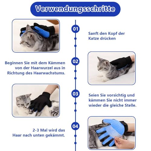 Dreamil Haustier Fellpflege Handschuh 2 Stück Effizienter Tierhaarentferner-Handschuh Massagehandschuh Verwenden mit Verbessertem fün-Finger-Design perfekt für Hunde und Katzen mit langem kurzem Fell