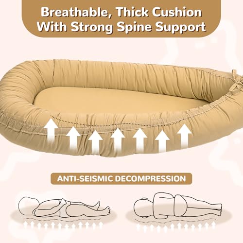Image of EAQ Baby Lounger, Infant Lounger for Newborn,Portable Baby Nest Cover Breathable & Soft, Newborn Essentials