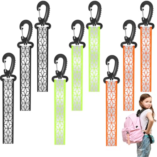 AYESY Pendentifs Réfléchissant de Sécurité，9 Pieces Pendentif Réfléchissant de Nuit pour Enfants Porte-Clés Réflecteur pour Sac à Dos, Randonnée,...