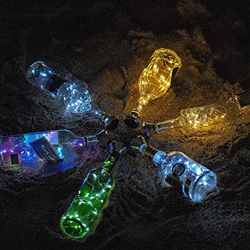 Image of VOOKRY Solar Wine Bottle Lights with Cork 8 Pack 20 LEDs Fairy Lights String Silver Wire Light,for Party,Christmas,Mother's Day,Wedding Center or Table Decorations, Warm White